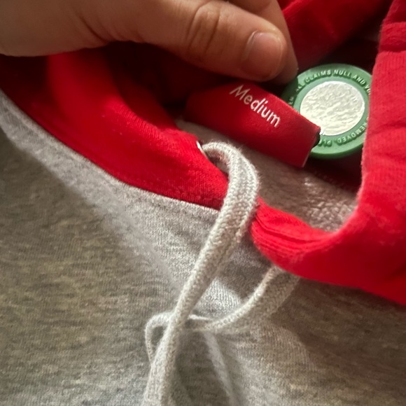 size medium supreme contrasted hooded heather gray hoodie - Picture 2 of 4